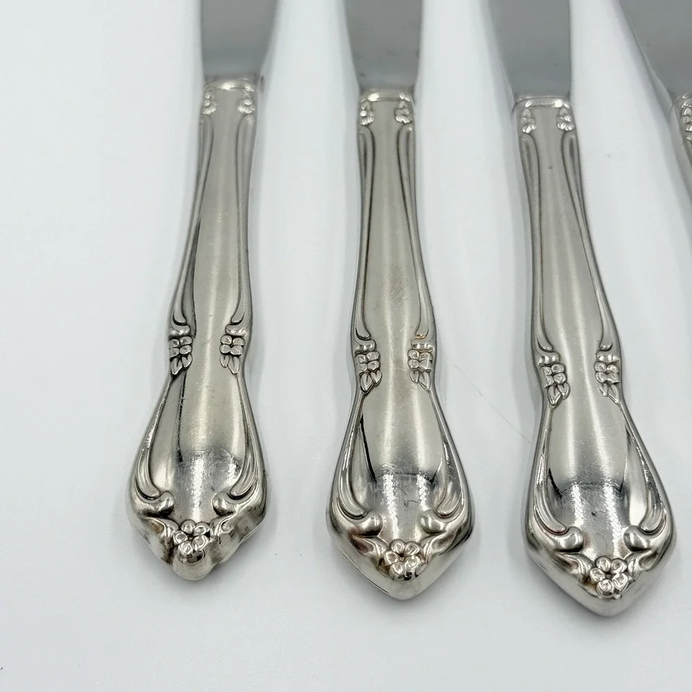 Oneidacraft Deluxe Chateau Dinner Knives Set of 4 Stainless Steel Flatware 8.5